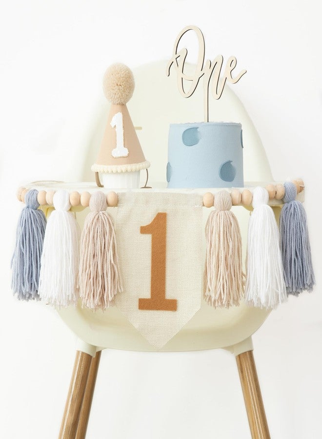 DCJHFJ 1st Birthday Highchair Banner Decorations For First Boys Khaki Cone Hat With One Cake Topper Photo Backdrop - Image 4